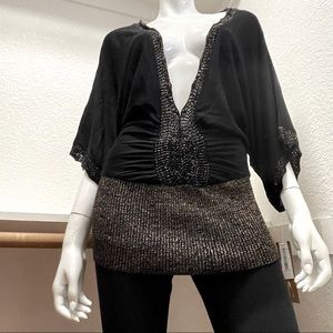 Soulmates🔥Gold Rush-Black/Gold Batwing Top | Sz M